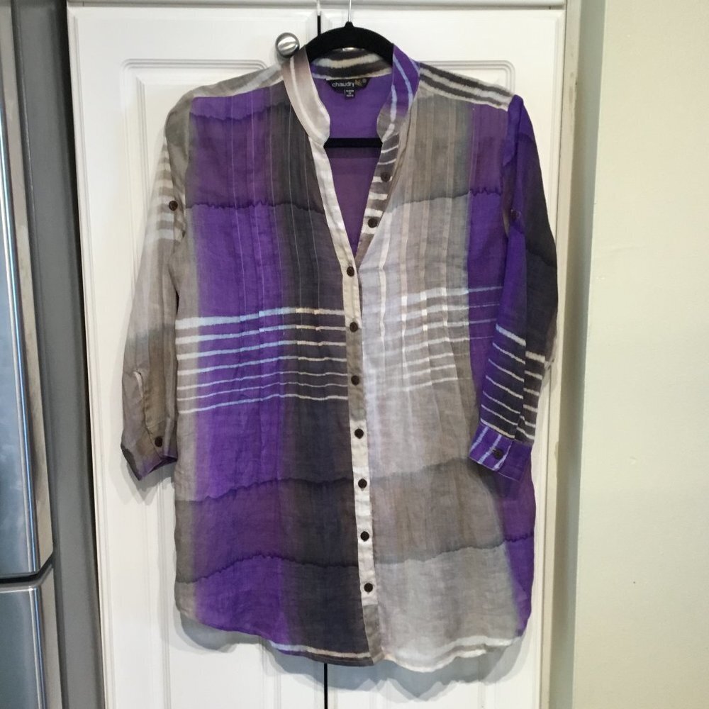 Chaudry KC Sheer Tie Dye Button Up Top